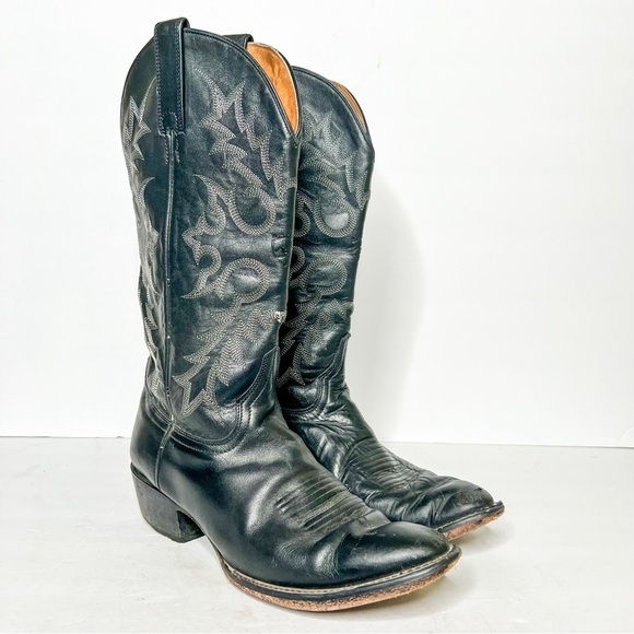 Ariat Black Leather Cowboy Boots Western Size 8 Men’s Yellowstone - Picture 1 of 5